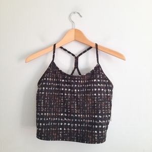 Core 10 Black Abstract Crop Top Sports Bra